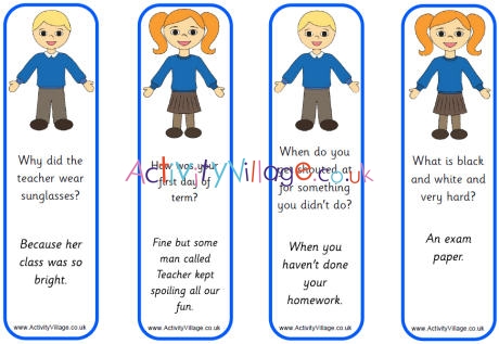 School children bookmarks - jokes