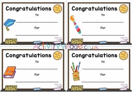 School Congratulations Certificate Pack