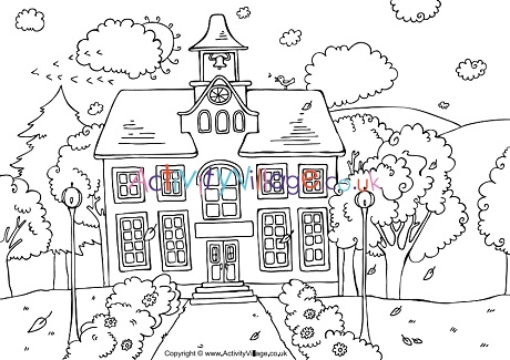 School house colouring page