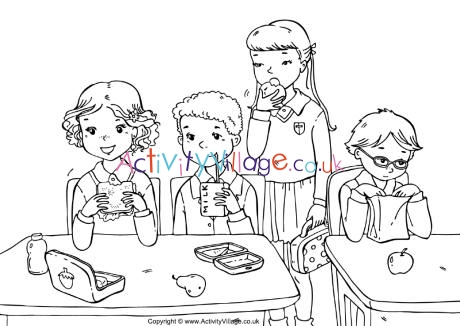 School lunch colouring page
