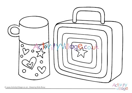 School Lunch Colouring Page