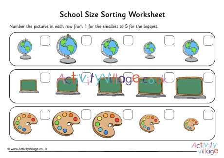 School Size Sorting Worksheet