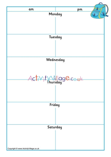 School week planner