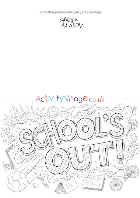 School's Out Doodle Colouring Card