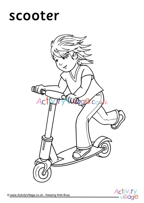 Scooter Colouring Page