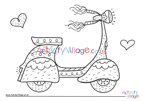 Scooter colouring page