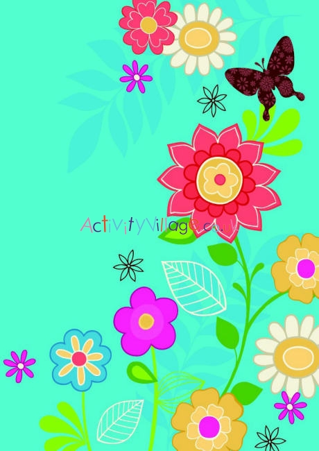 Scrapbook paper - flowers and butterfly