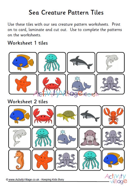 Sea creature patterns tiles
