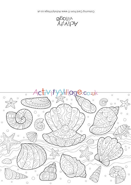 Sea Shells Doodle Colouring Card