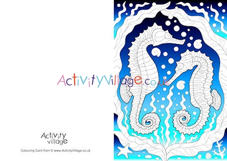 Seahorse Doodle Colour Pop Colouring Card