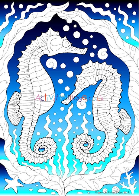 Seahorse Doodle Colour Pop Colouring Page