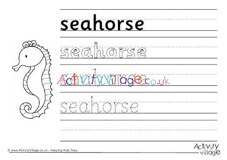 Seahorse Handwriting Worksheet