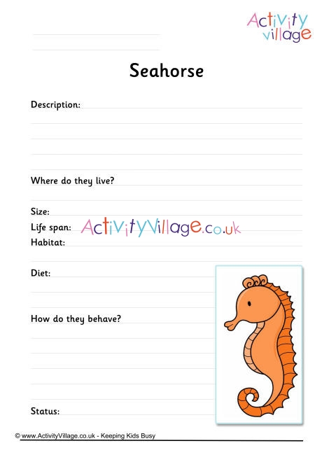 Seahorse Worksheet
