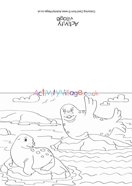 Seals Scene Colouring Card