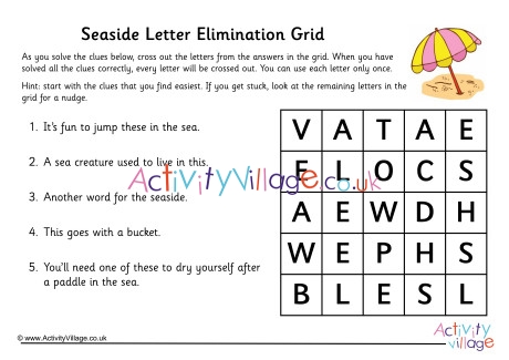 Seaside Letter Elimination Grid