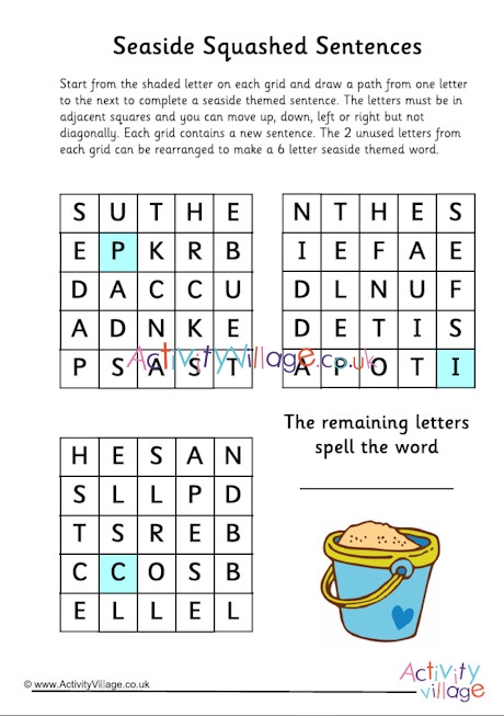 Seaside Squashed Sentences Puzzle