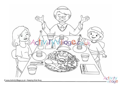 Seder meal colouring page