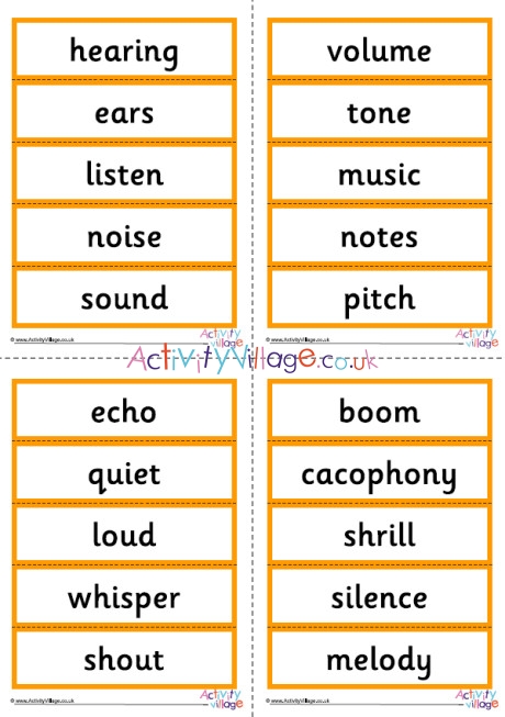 Senses Hearing Word Cards