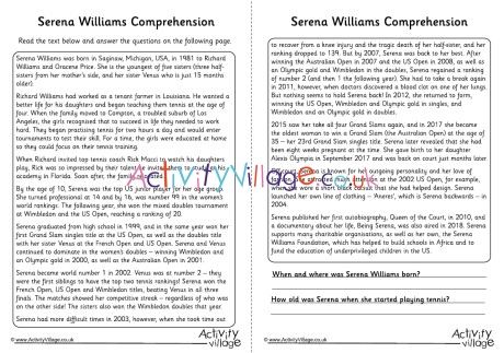 Serena Williams Comprehension