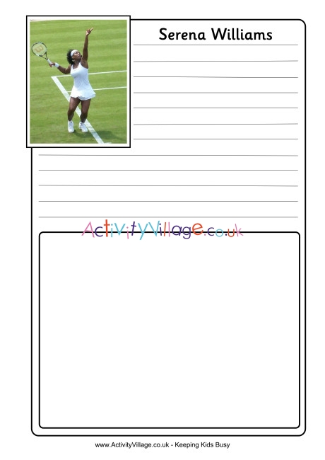 Serena Williams Notebooking Page