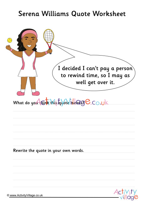 Serena Williams Quote Worksheet