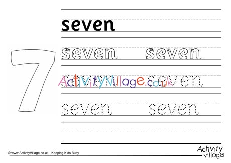 Seven handwriting worksheet 