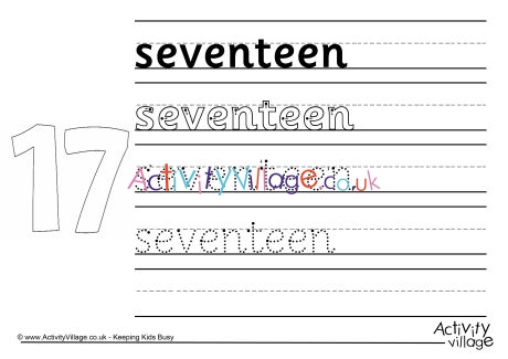 Seventeen handwriting worksheet 