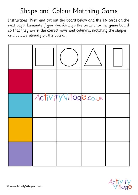 Shape and colour sorting game