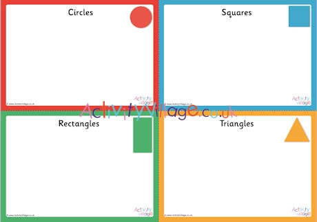 Shape sorting mats - first 4 shapes