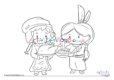 Sharing Food Thanksgiving Colouring Page
