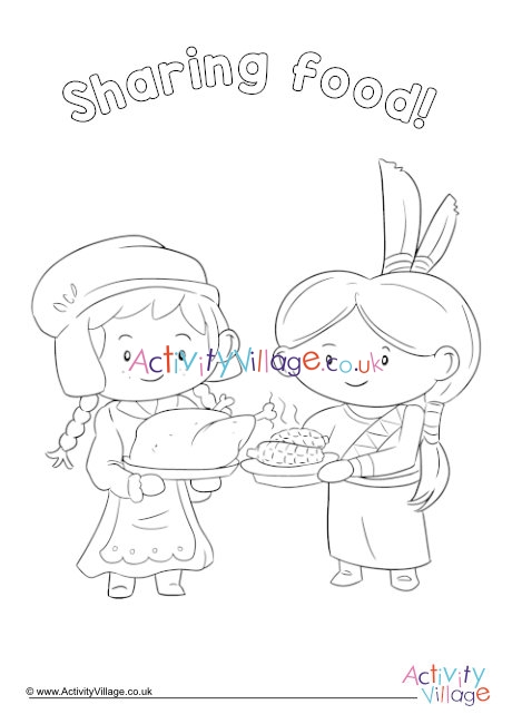 Sharing Food Thanksgiving Colouring Page 2
