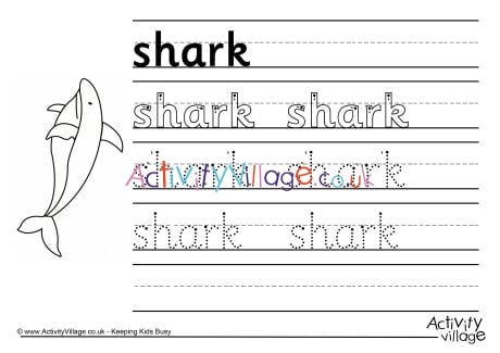 Shark handwriting worksheet