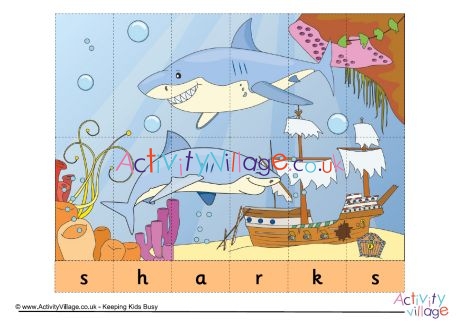 Sharks spelling jigsaw