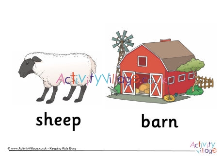 Sheep and Barn Poster