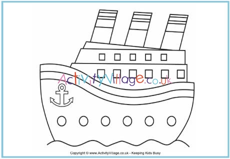 Ship colouring page