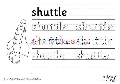 Shuttle handwriting worksheet