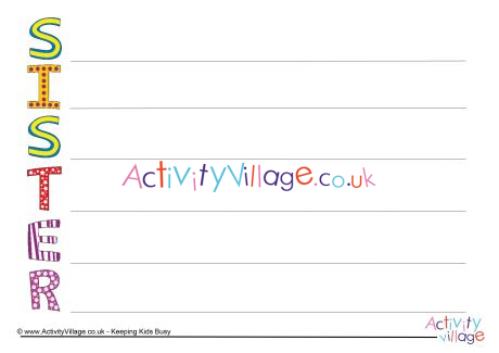 Sister Acrostic Poem Printable
