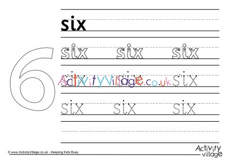 Six handwriting worksheet