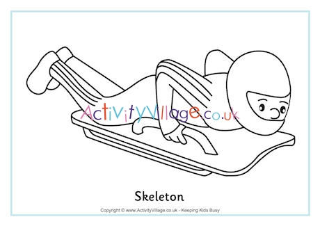 Skeleton Sled Colouring Page