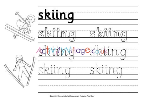 Skiing handwriting worksheet
