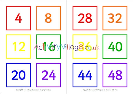 Skip counting by 4 cards