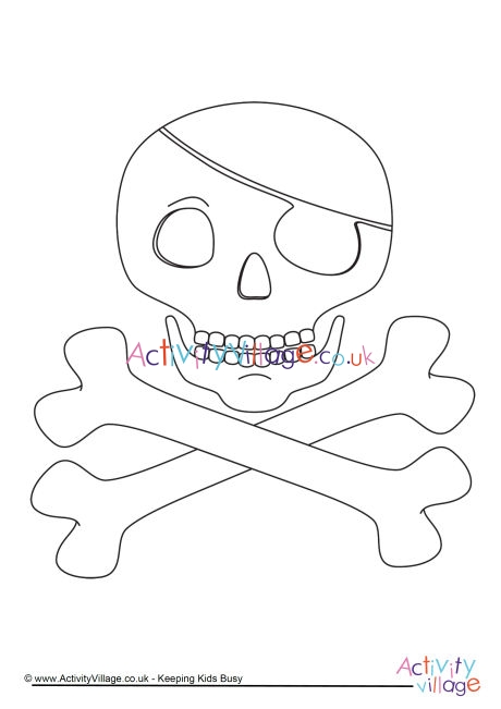 Skull And Crossbones Colouring Page