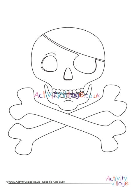 Skull and crossbones colouring page