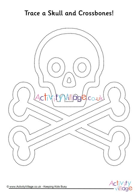 Skull and crossbones tracing page