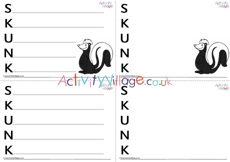 Skunk Acrostic Poem Printable