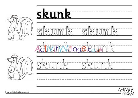 Skunk Handwriting Worksheet