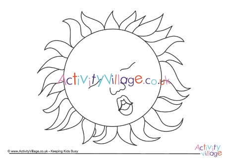 Sleeping sun colouring page