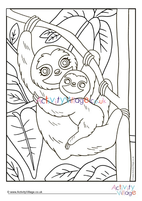 Sloth colouring page 1