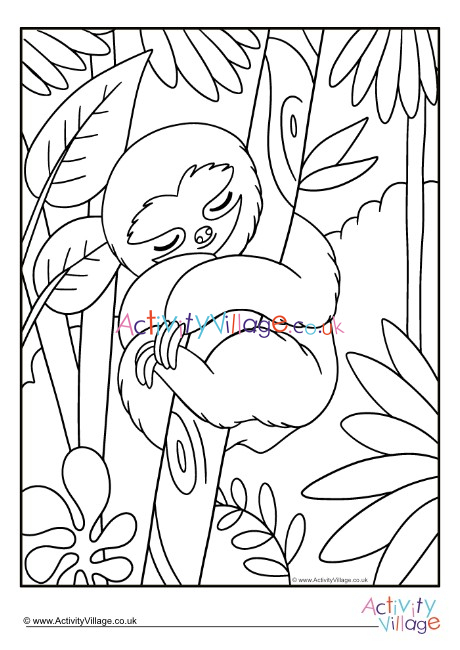 Sloth colouring page 2