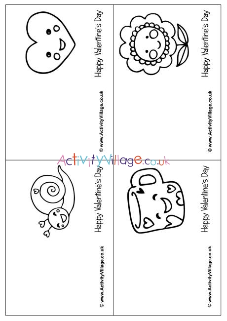 Small Valentine colouring cards 2